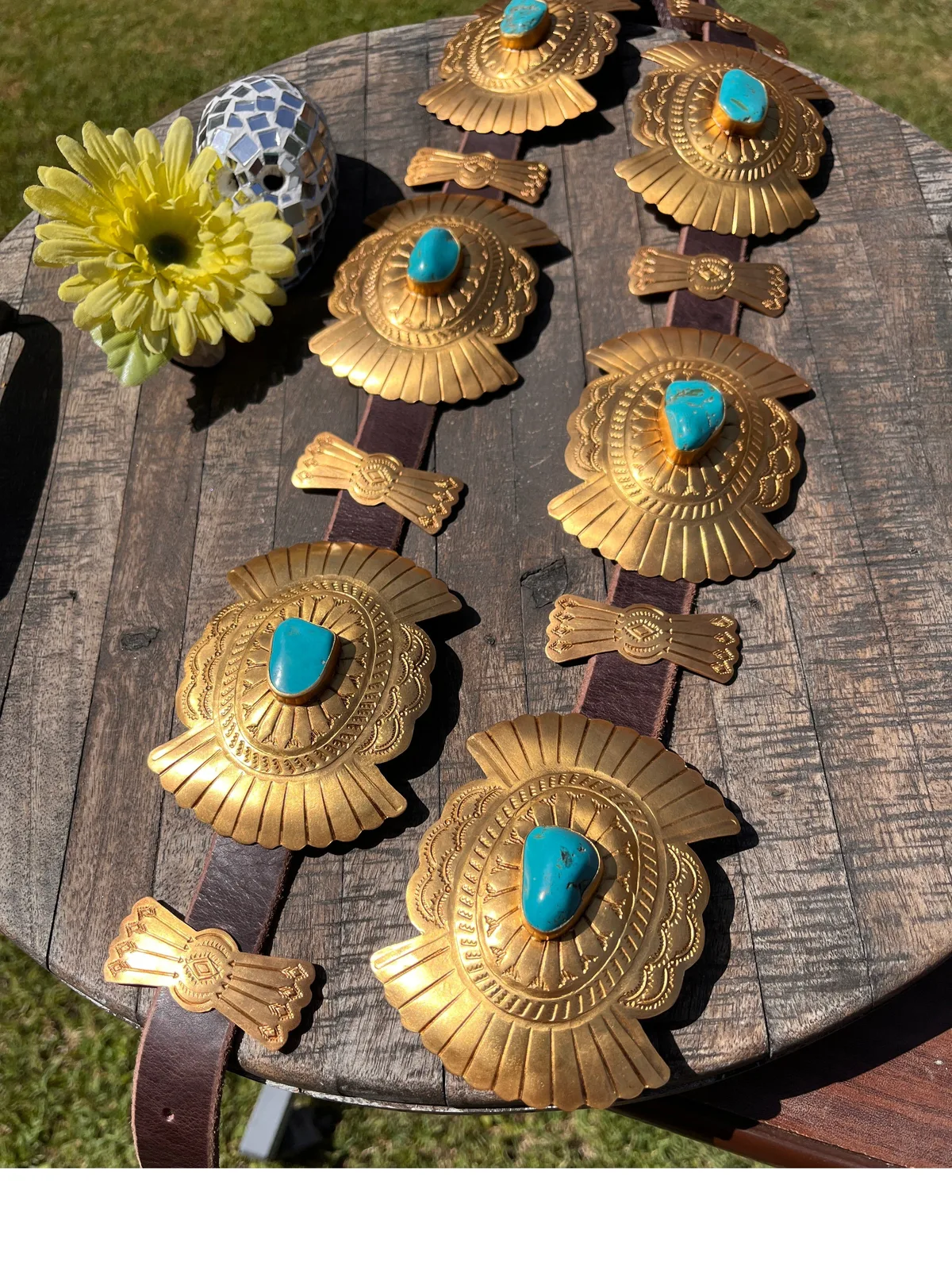 Gold and Turquoise Concho Belt