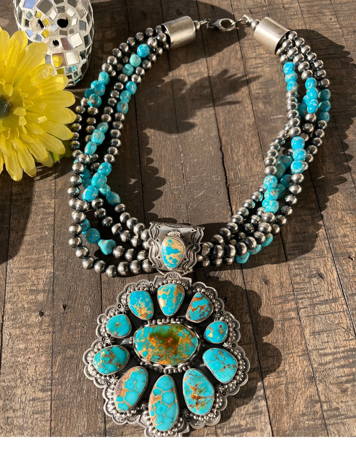 Royston Pendant on 4 Strand Bead Necklace