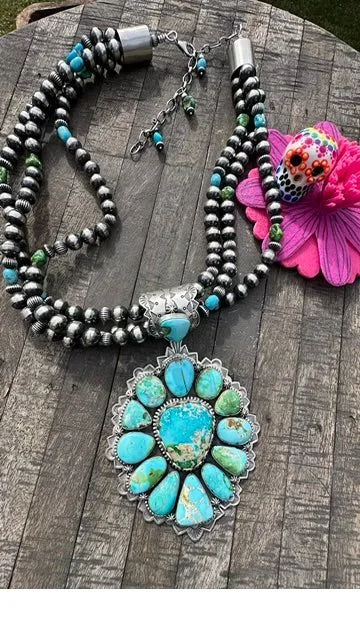 Multi Strand Pearl and Sonoran Gold Pendant Necklace #2