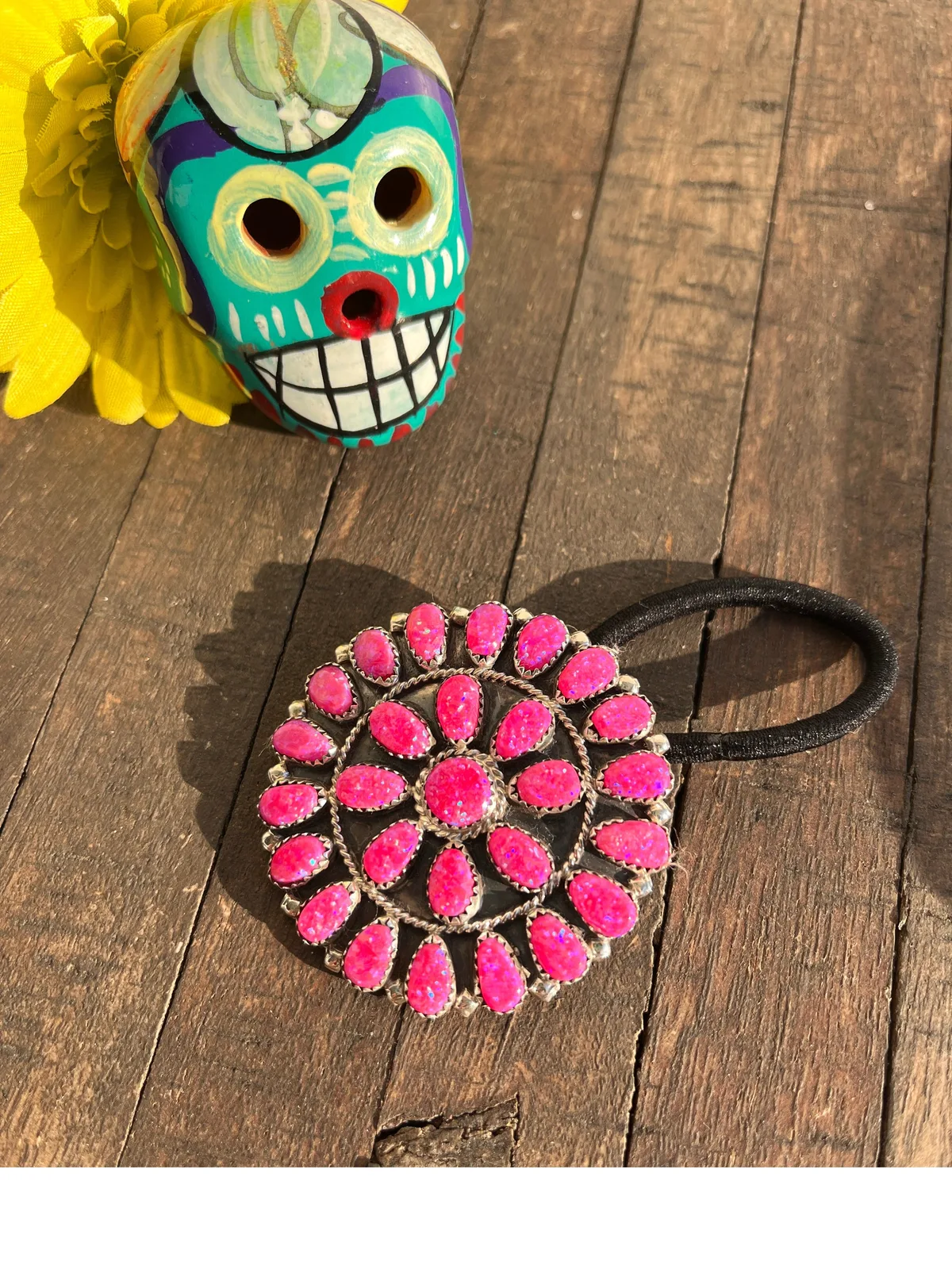 Pink Opal Cluster Hair Tie