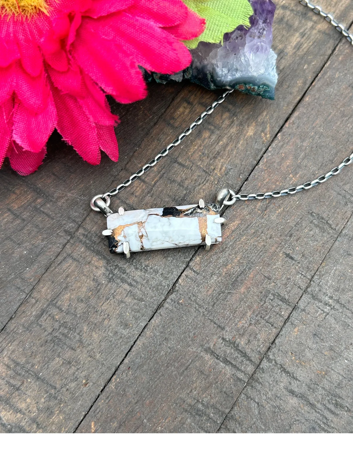Waterproof White Buffalo Remix Bar Necklace #3