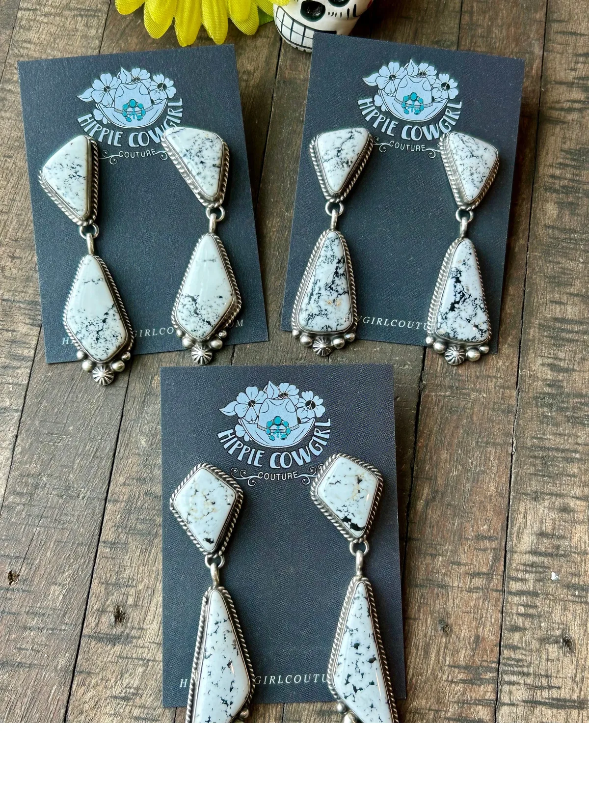 2 Stone White Buffalo Earrings