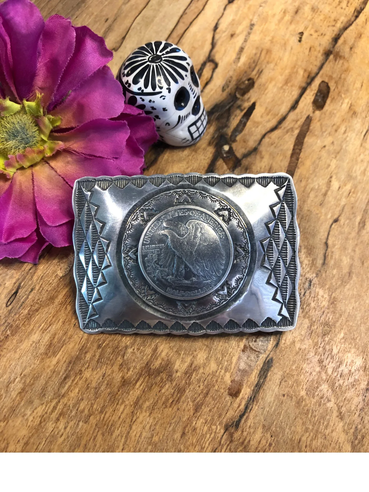 Sterling Silver Eagle Coin Belt Buckle