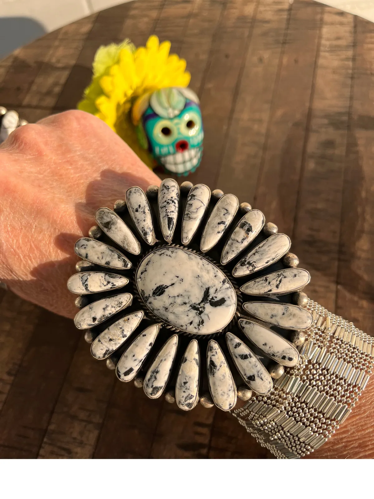 White Buffalo Cluster Cuff- B