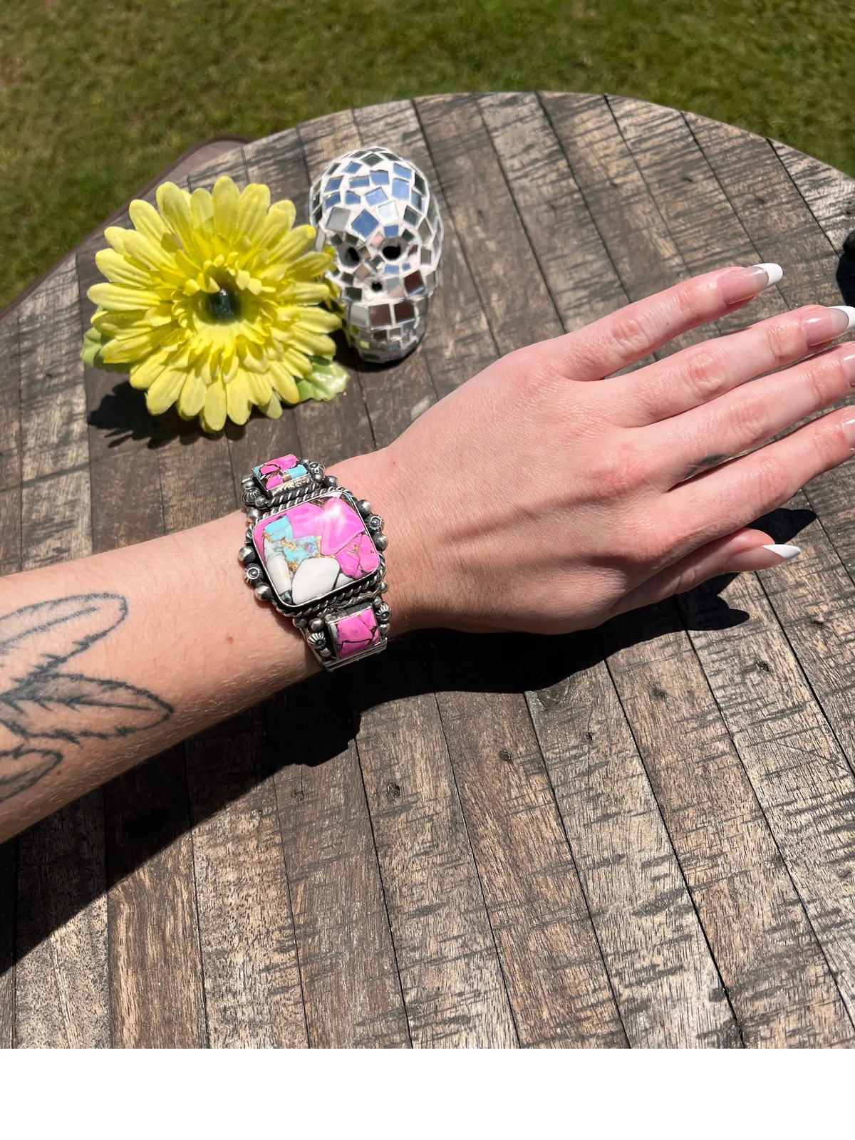 3 Stone Cotton Candy Kingman Cuff #6