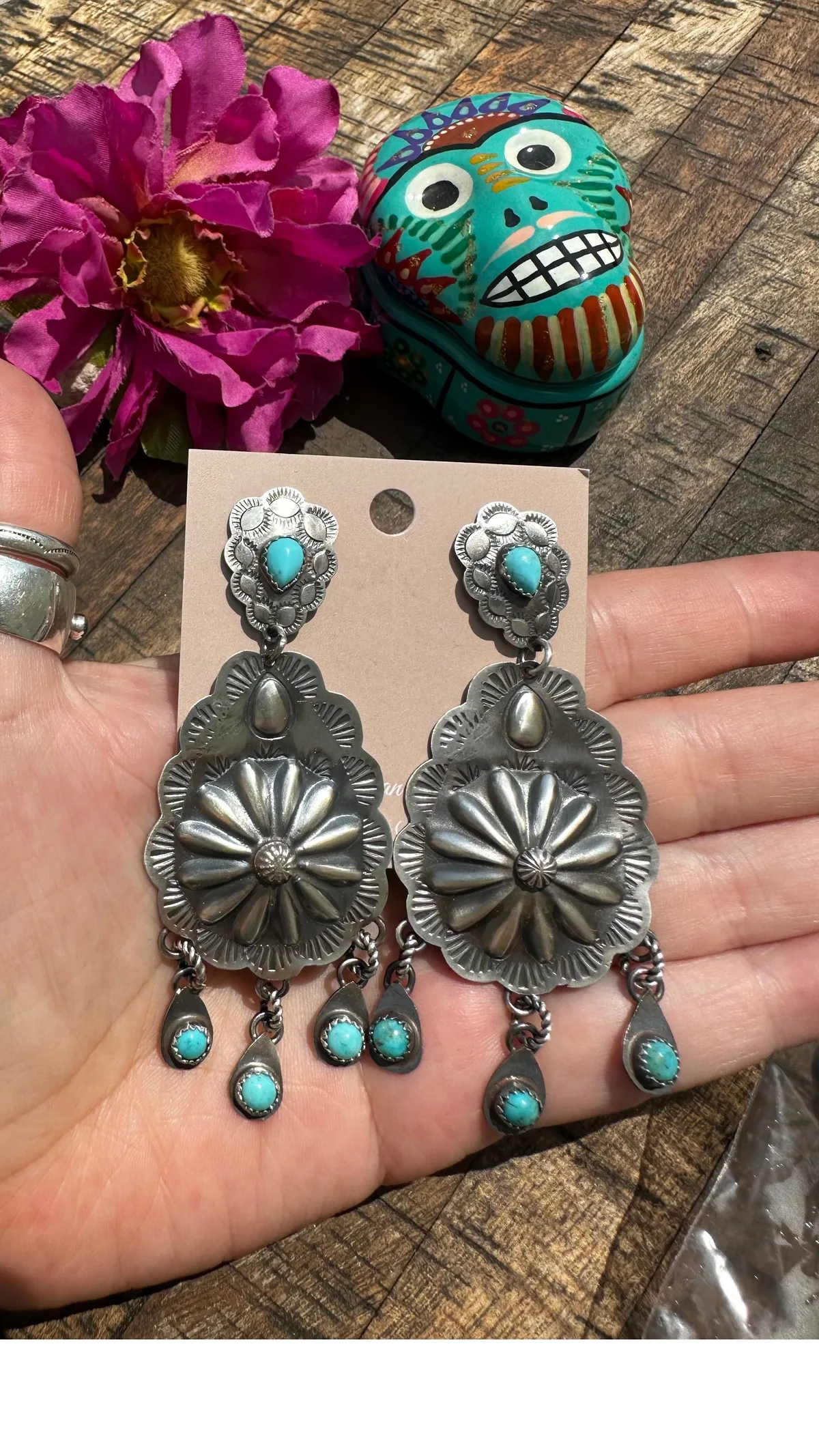 Kingman Concho Dangle earrings