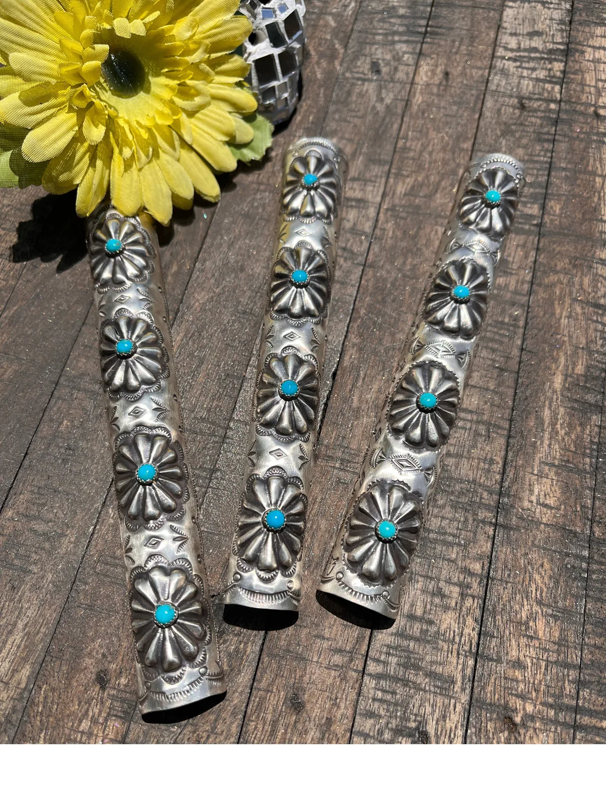 6" Stamped Sterling and Kingman Braid Keeper