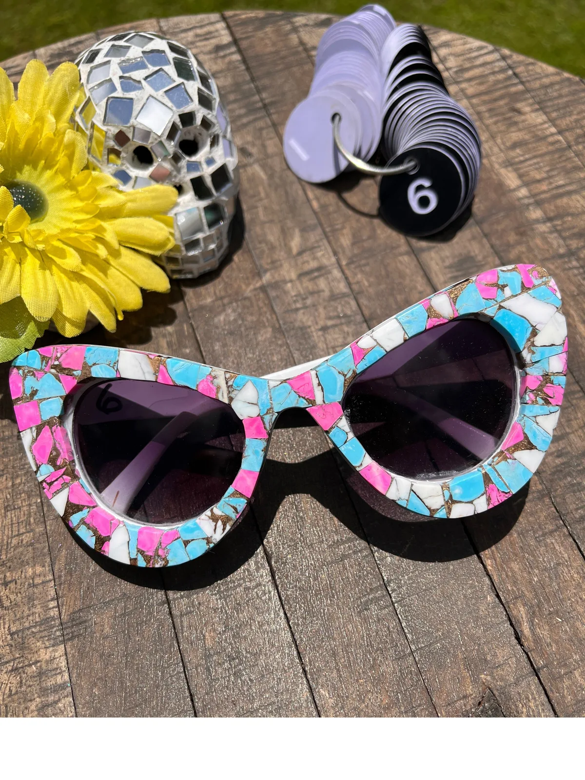 Handmade Cotton Candy Kingman Inlay Sunglasses #6