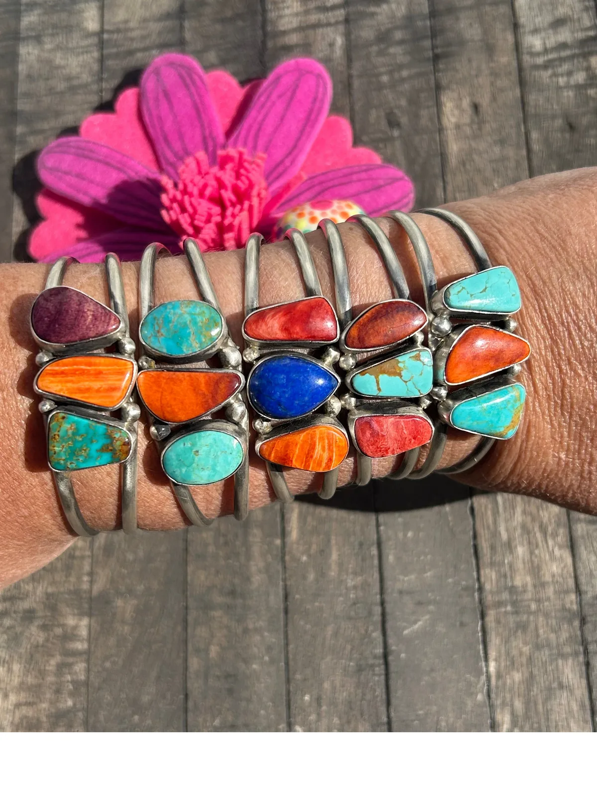 3 Stone Multi Color Cuffs 1-5