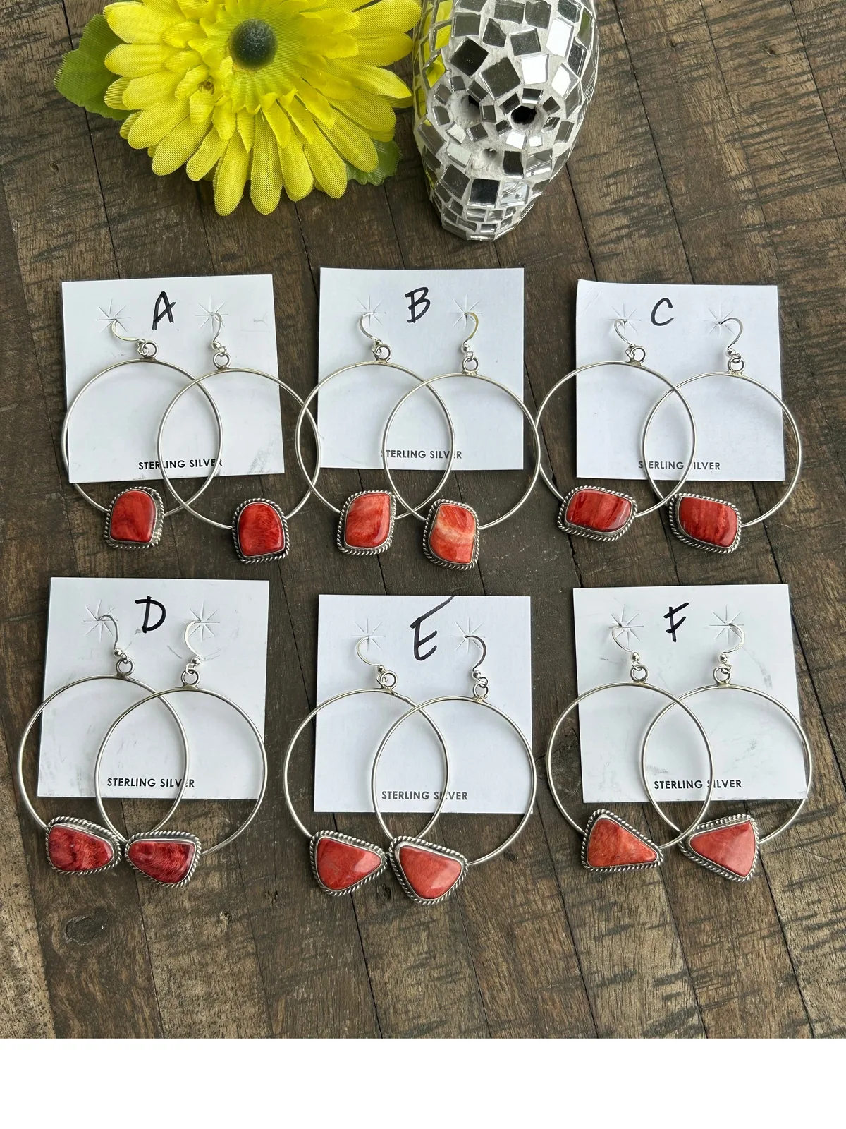 Red Spiny Stud Muffin Hoops A-F