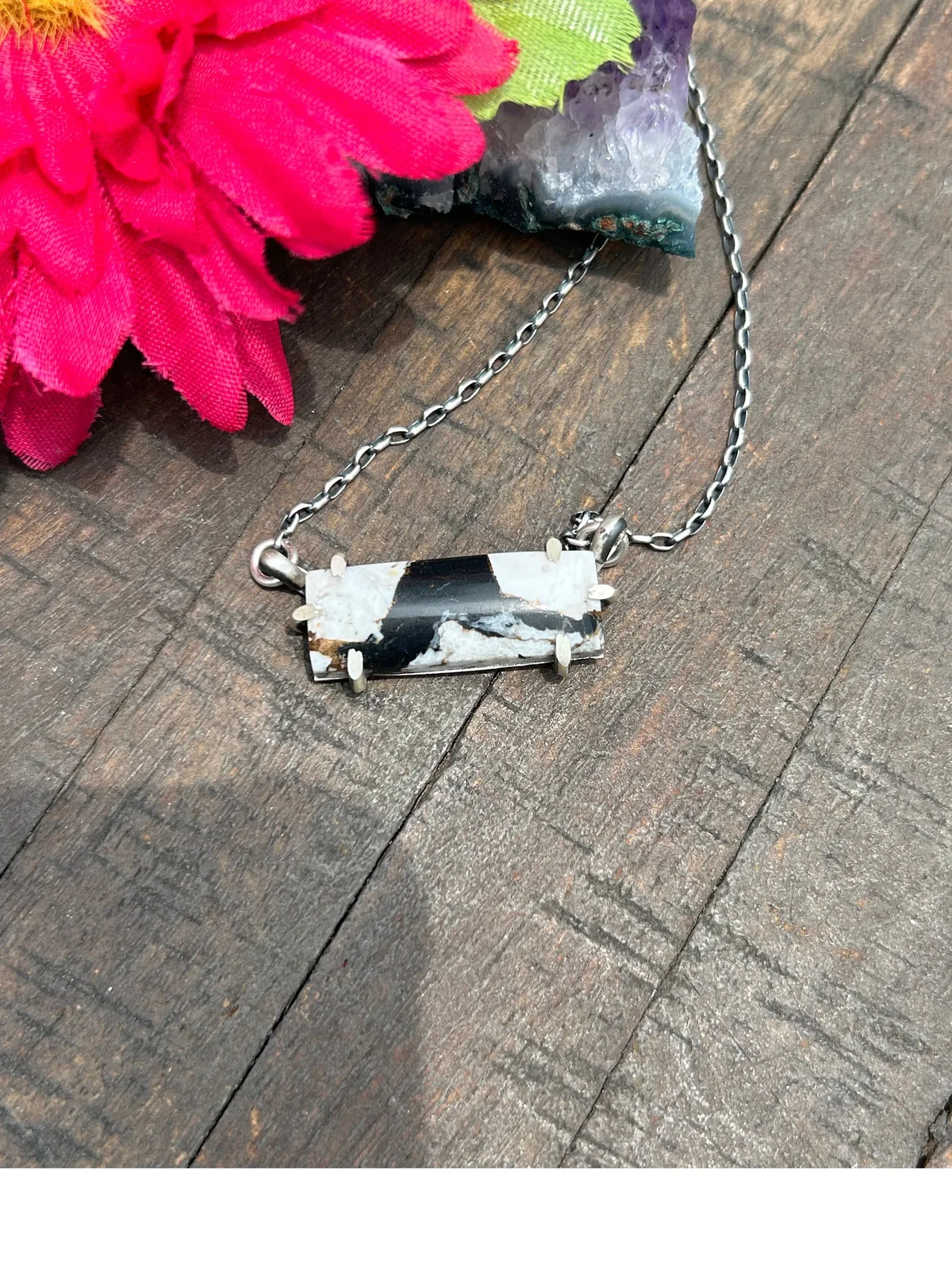 Waterproof White Buffalo Remix Bar Necklace #7
