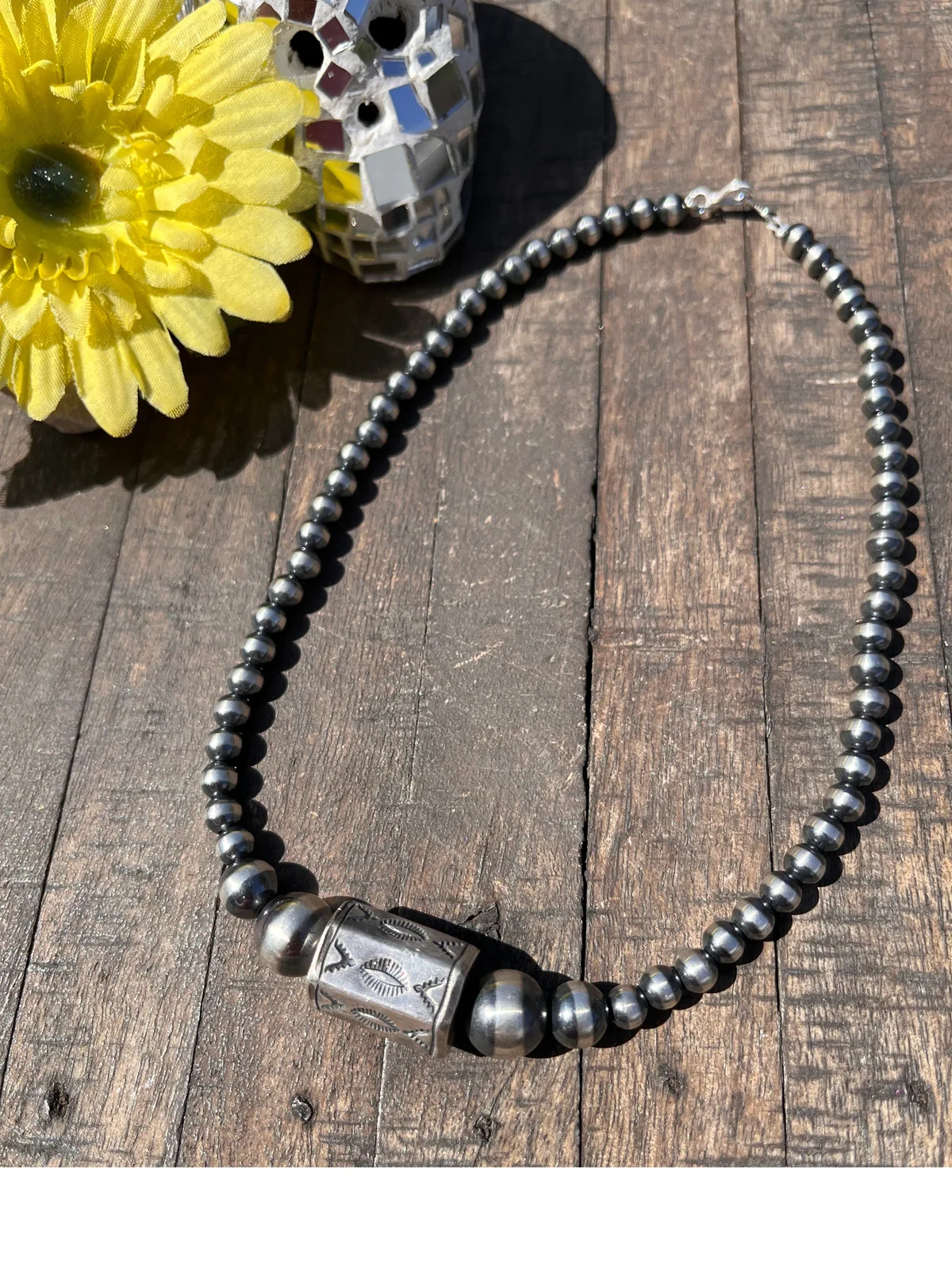 Stamped Pearl Necklace