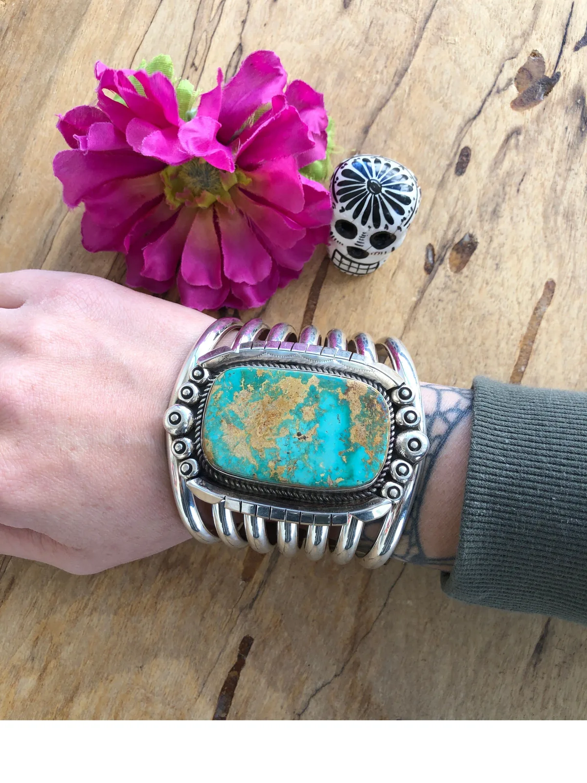 Contemporary Sterling & Turquoise Cuff