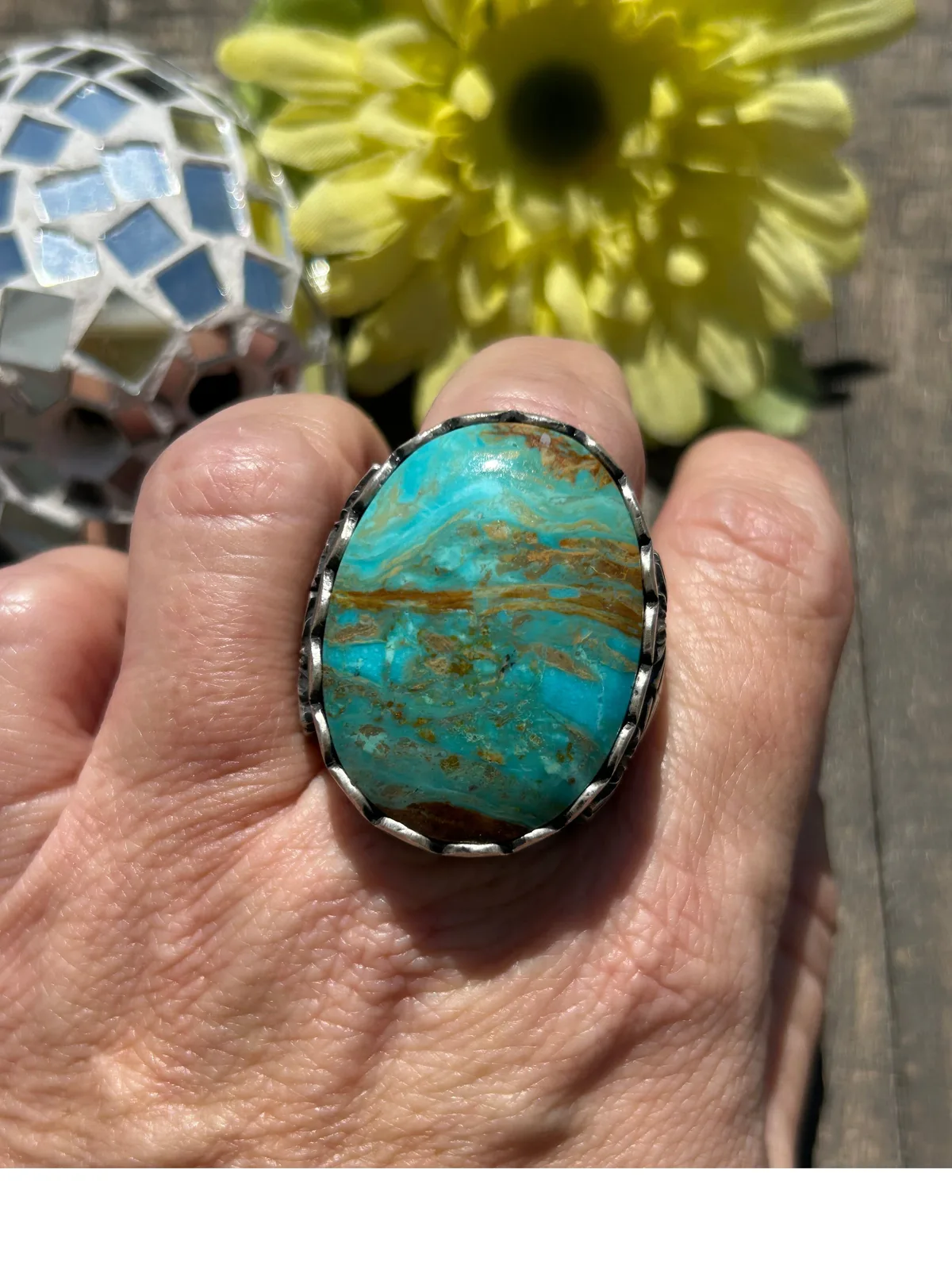 Single Stone Kingman Dome Ring Sz. 12 1/2