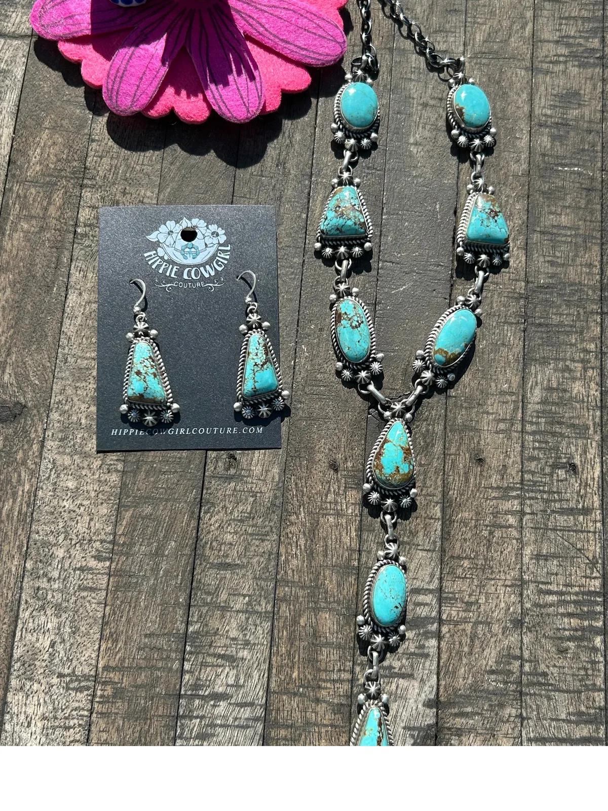 Kingman Turquoise Lariat Set