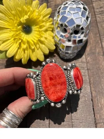 3 Stone Red Spiny Cuff