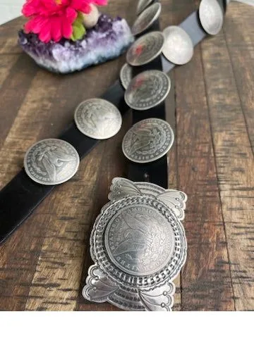 Sterling Eagle Coin Concho Belt
