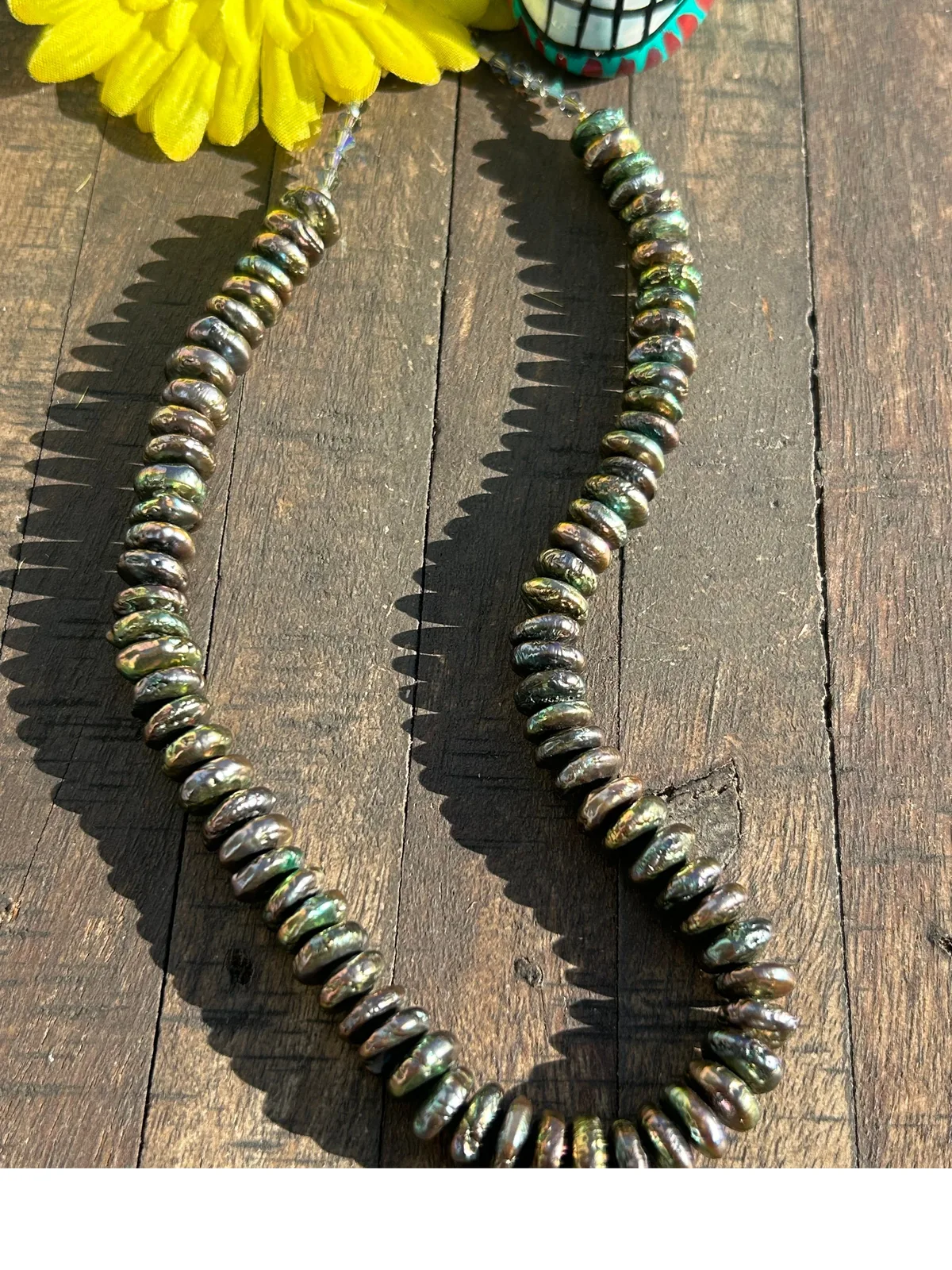 Green Coin Pearl Strands