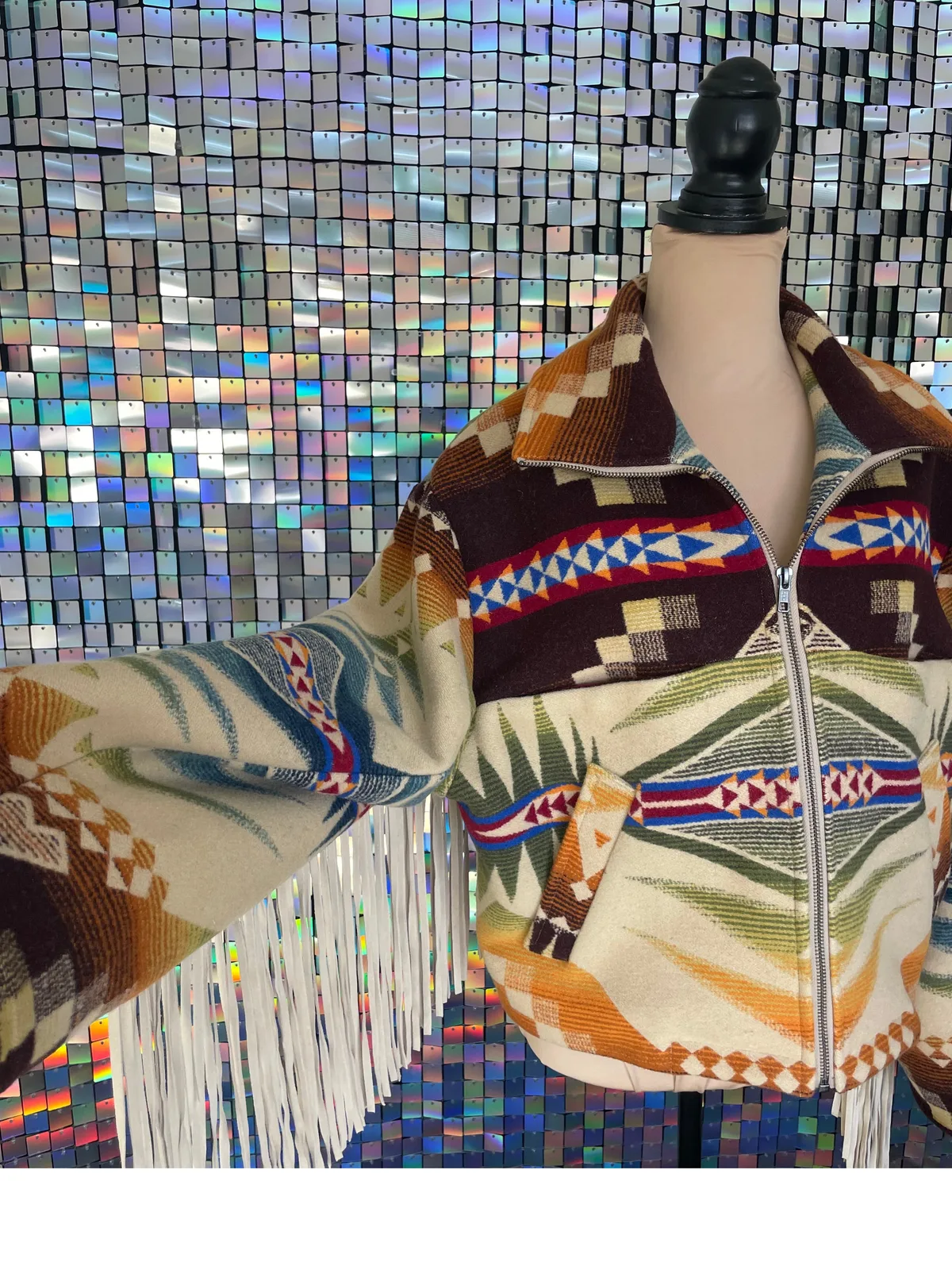 Mystic Lakes Fringe Cropped Archer Jacket
