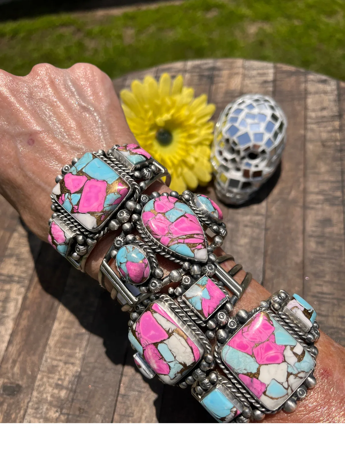 3 Stone Cotton Candy Kingman Cuff A-D