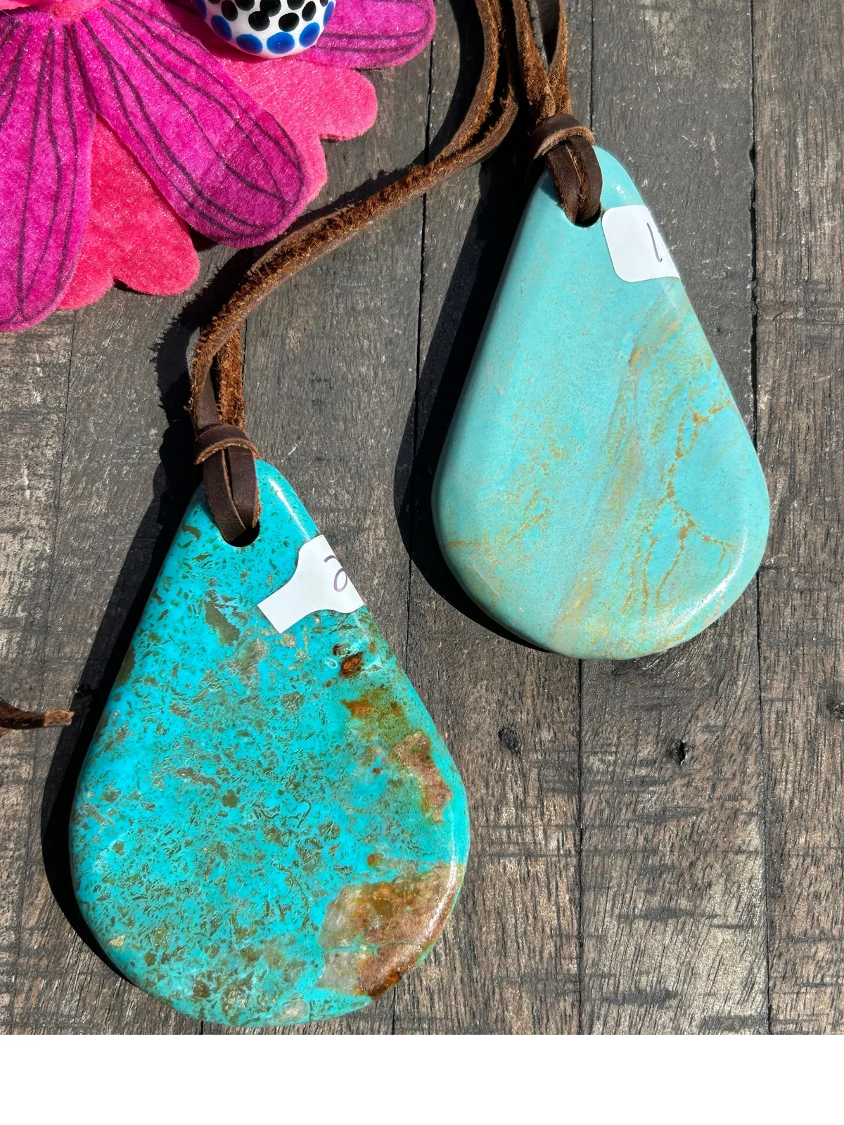 Kingman Slab Necklace #17 and #20