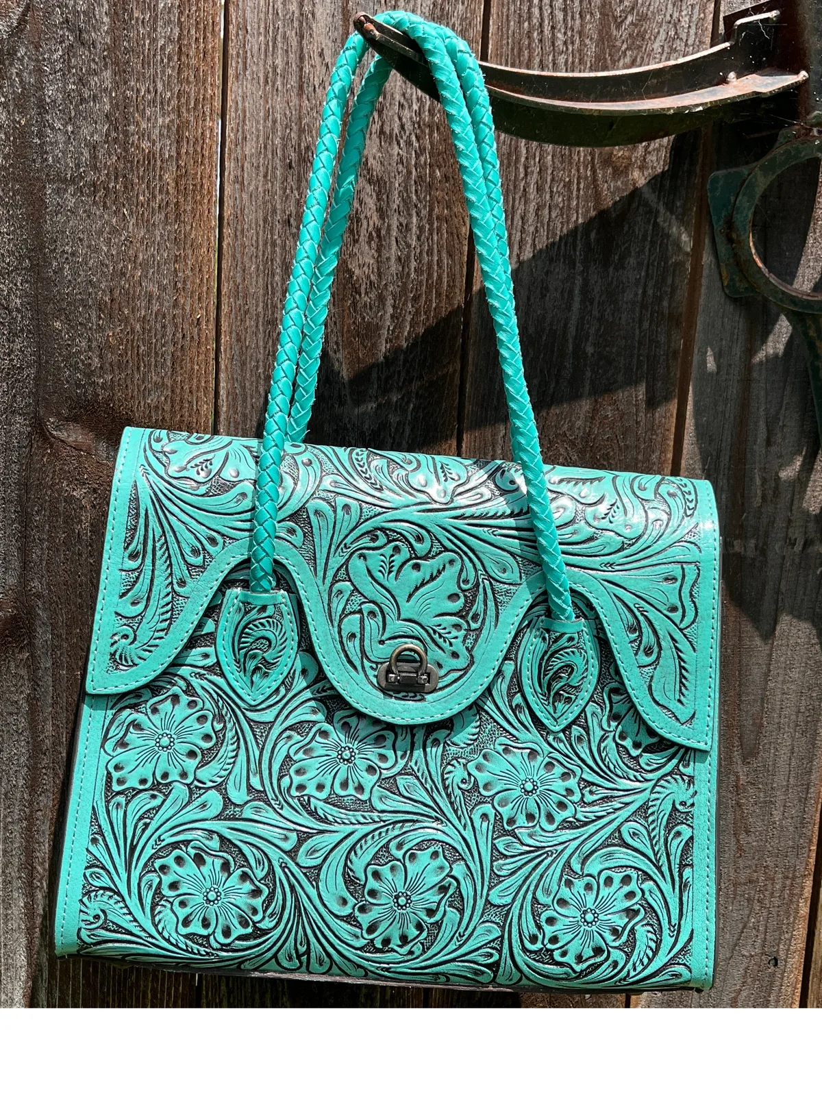 Turquoise Tooled Bag