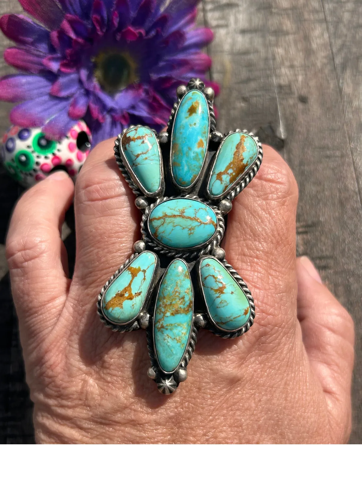 Adjustable Kingman Stargazer Ring