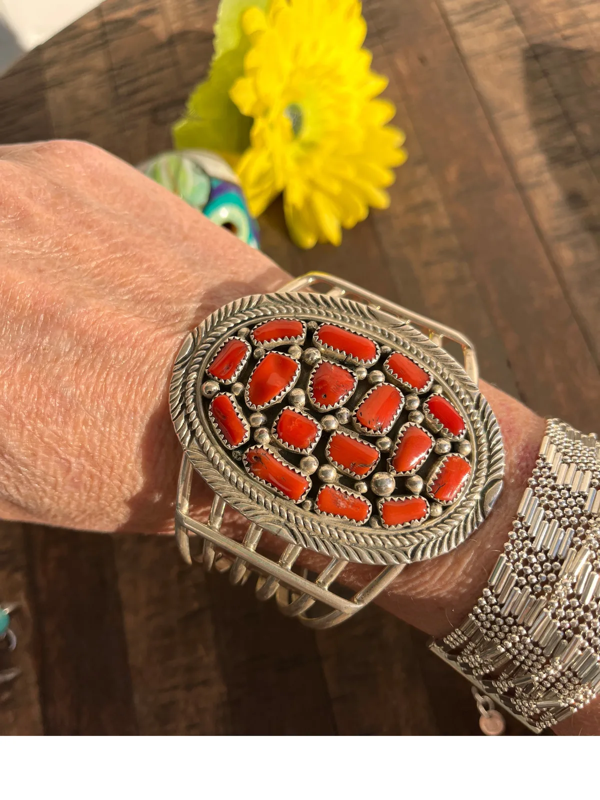 Old Pawn Coral Cuff