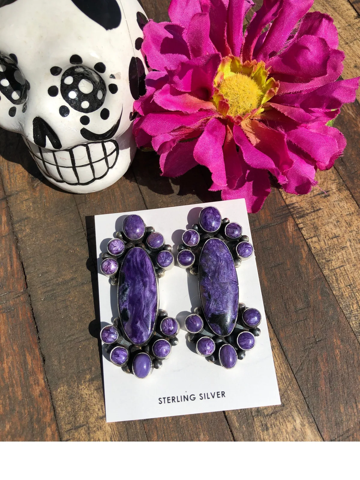 Charoite Cluster Earrings