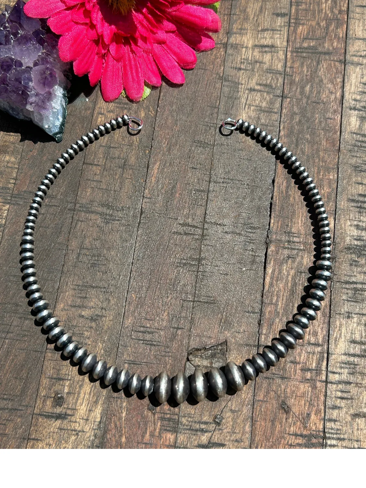 Sterling Disc Pearl Collar Necklace