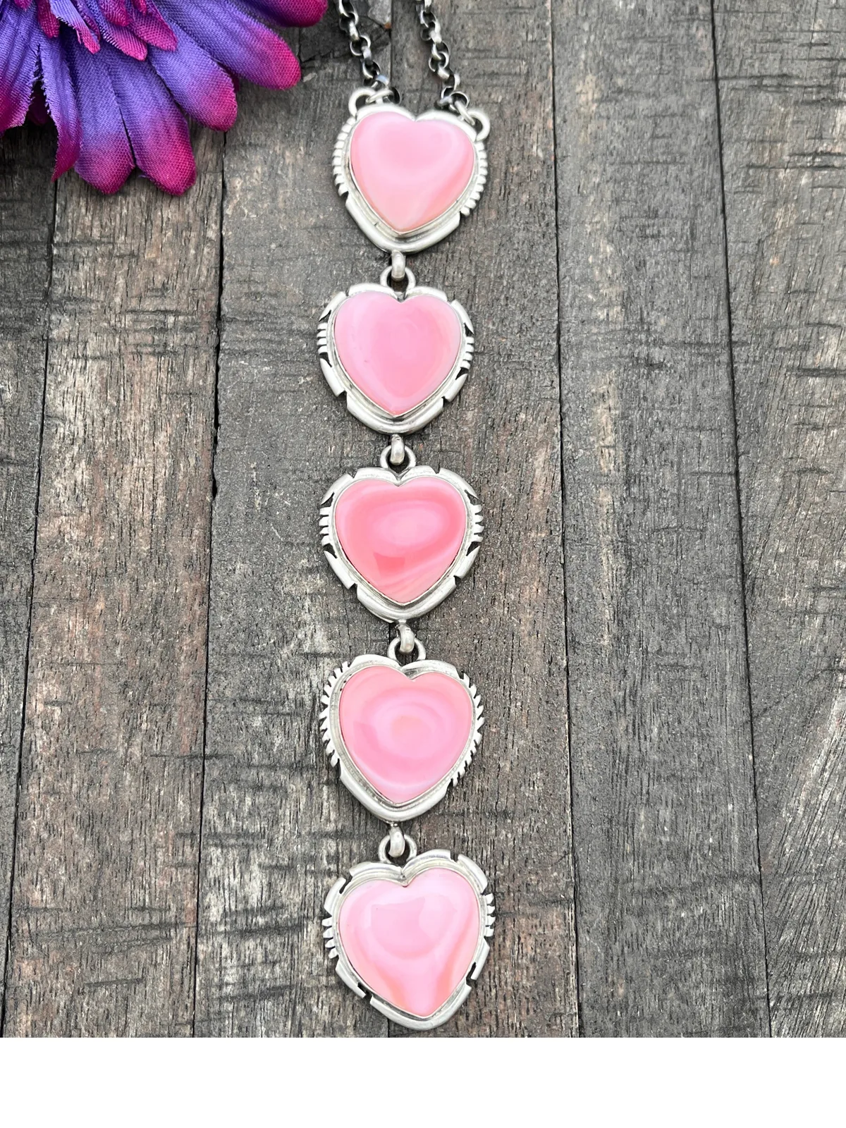 4 Stone "Cotton Candy" Heart Necklace