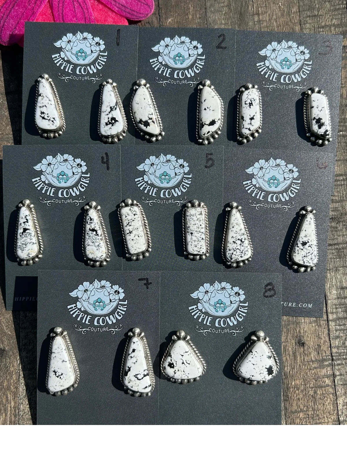 Single Stone white Buffalo Earrings 1-7