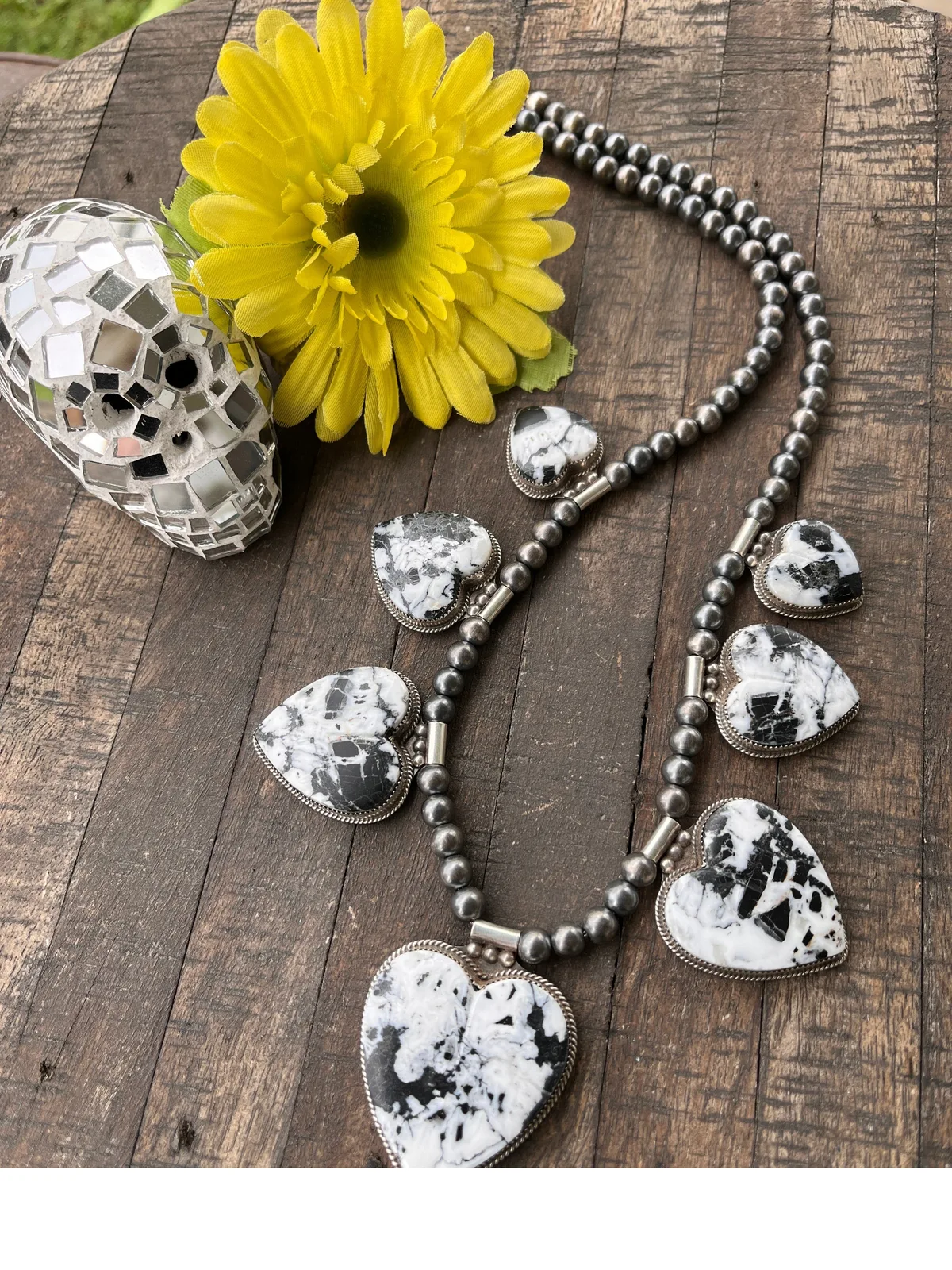 White Buffalo Heart Necklace