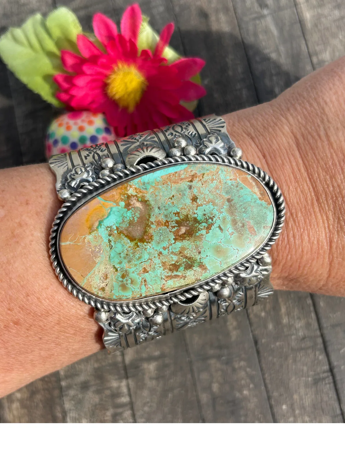 Single Stone Stamped Royston Cuff