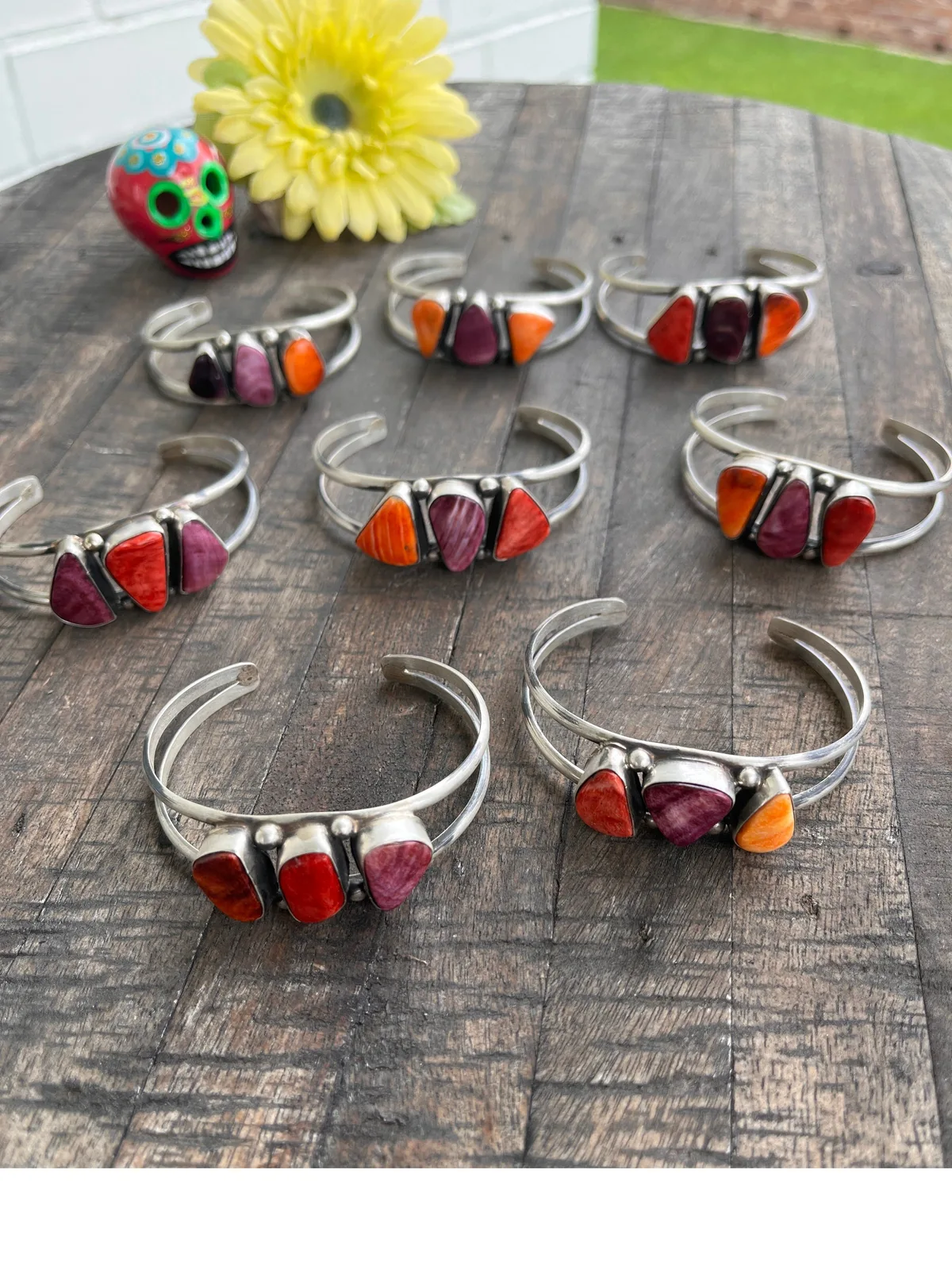 3 Stone Mixed Spiny Cuffs 1-8